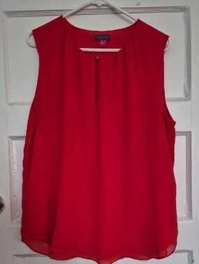 Vince Camuto Bright Red Sleeveless Pleat-Front Camisole L